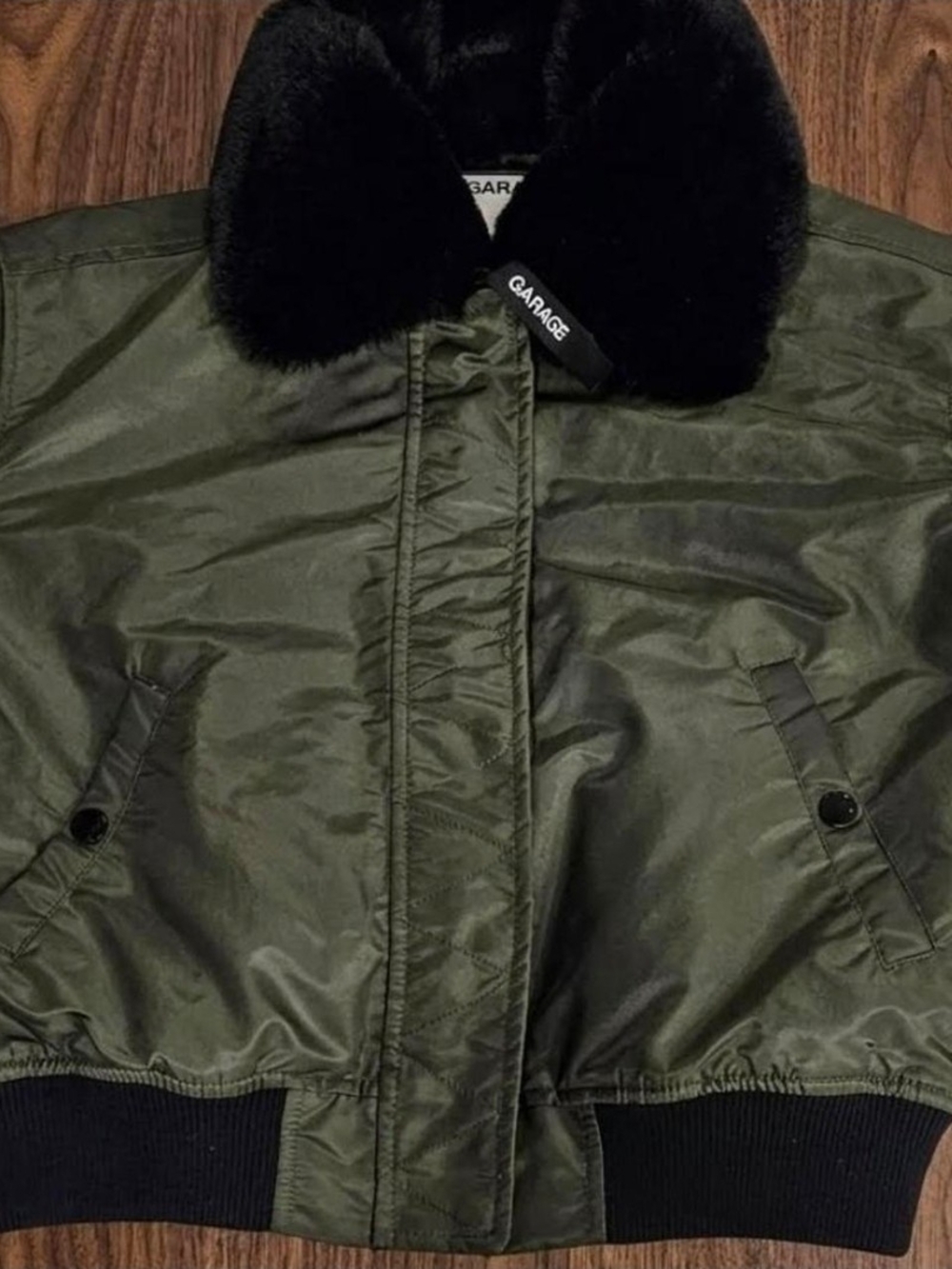 Garage Olive Green Aviator Bomber Jacket with Faux Fur🔥
